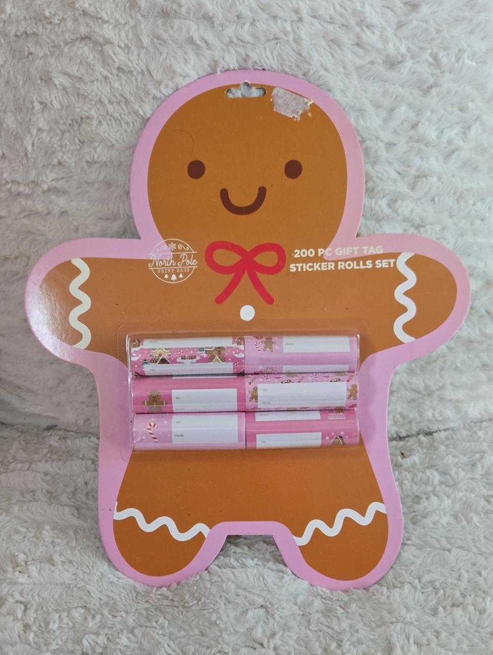 Collection Pink Gingerbread Sticker Rolls - 200 Gift Tags